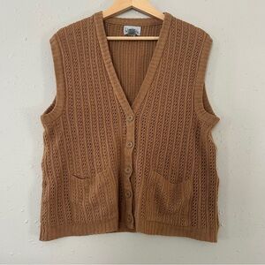 Wye Oaks Tan Brown Knit Sweater Vest Winter Neutral Casual 42